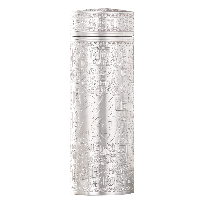 足銀999保溫銀水杯龍紋純銀保溫杯禮盒滇慶堂中式銀質杯子300ml熟銀保溫