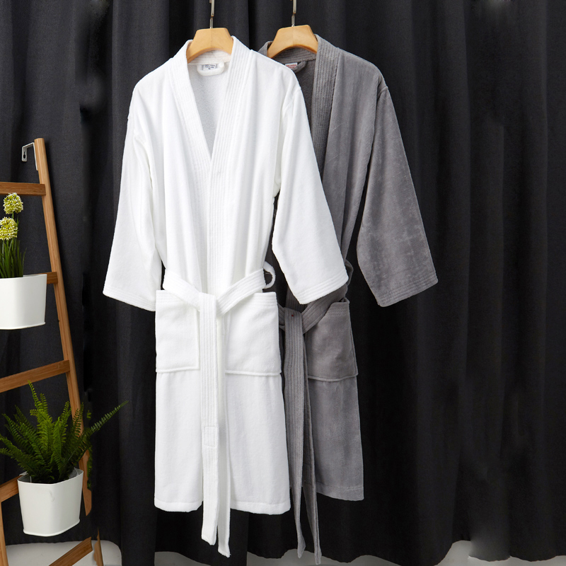 Five-Star Hotel Bathrobe for Couples, Men and Women, Pure Cotton Towel Material, Nightgown, Bath Towel Style, Spring and Summer, Quick-Drying and Absorbent