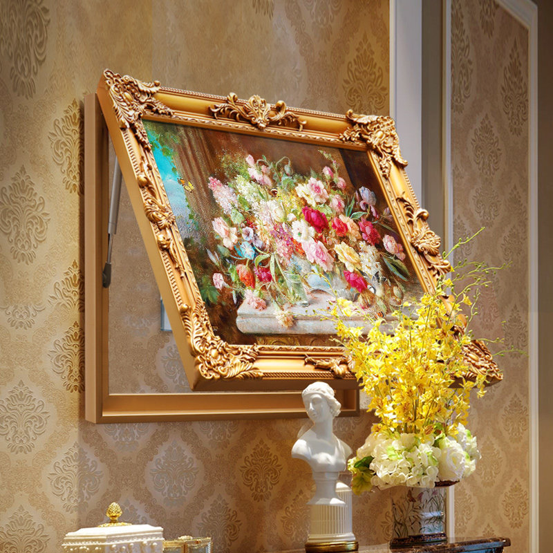 Electric meter box decorative painting can be pushed and pulled to cover the box mural empty box living room dining room European simple European flower oil painting