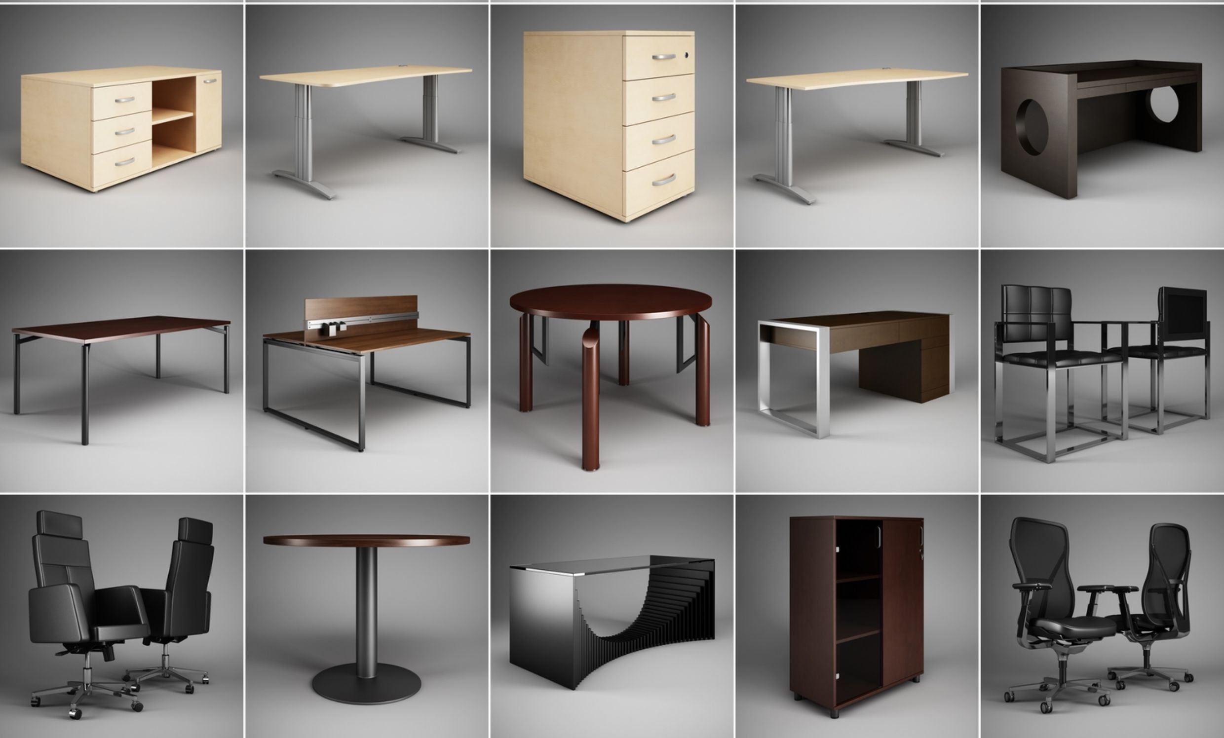 图片[4]-C4D办公桌FBX办公椅STL文件柜OBJ书架Blender办公家具三维3D模型-cg男孩