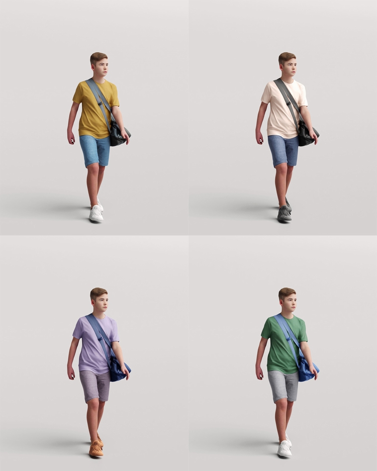 图片[12]-C4D欧美儿童FBX小孩STL人物角色OBJ妇女三维模型Blender素材Maya-cg男孩