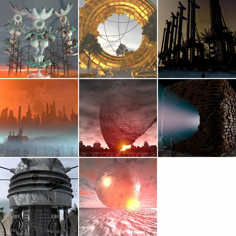 图片[4]-C4D创意场景巫师花卉山洞科幻几何宇航员建筑夜晚外星球模型素材-cg男孩