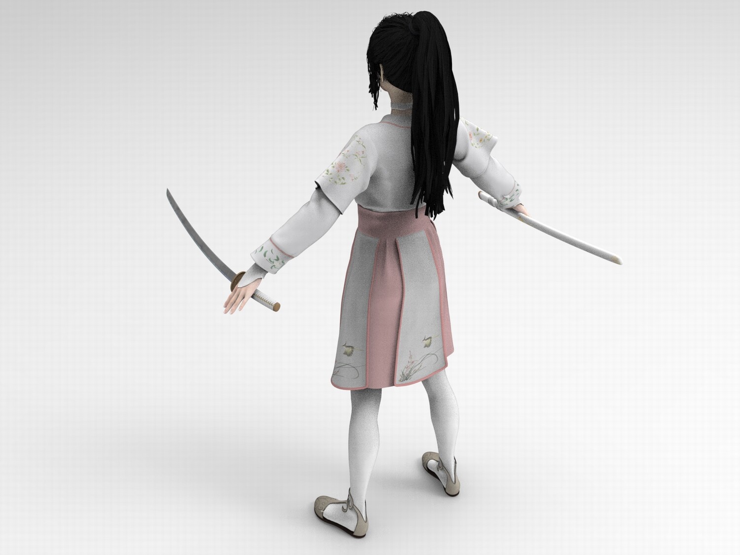 图片[2]-C4D古风服饰女性FBX武侠场景角色STL带骨骼3D人物OBJ素材Blender-cg男孩