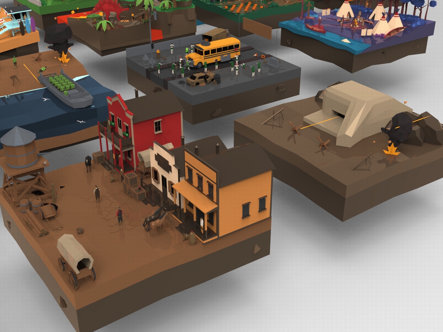 图片[5]-C4D低面卡通FBX田园小屋OBJ沙漠火车Blender海滨沙滩农场月球登陆-cg男孩