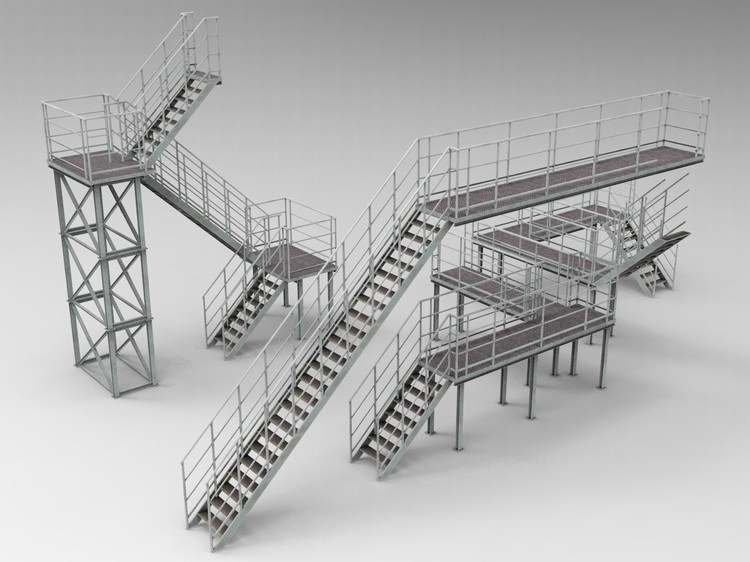 图片[2]-C4D工业风楼梯FBX踏板STL护栏OBJ素材Blender道具Maya模型文件-cg男孩