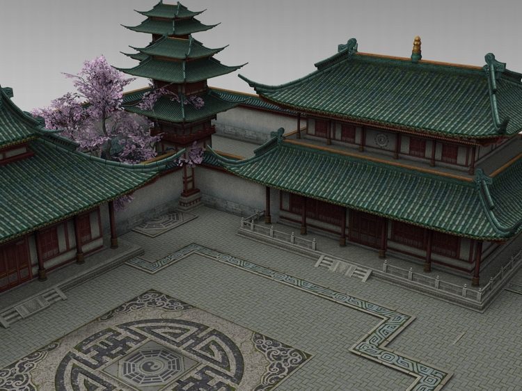 图片[2]-C4D低面中式古风3D建筑FBX道观OBJ寺庙Blender三维模型unity素材-cg男孩