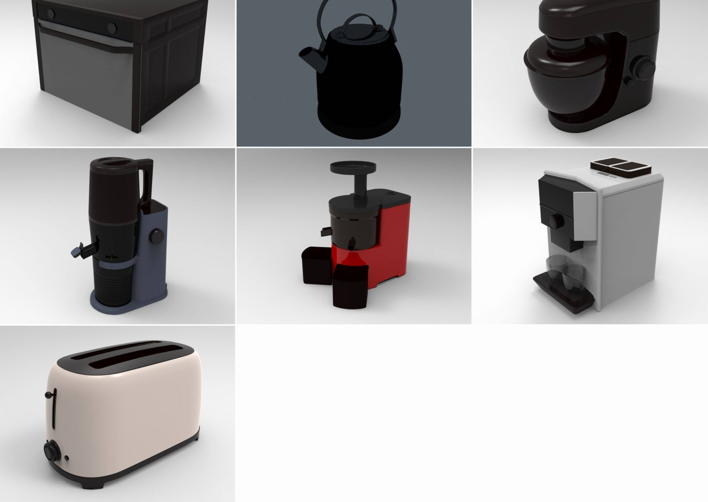 图片[4]-C4D厨房电器FBX咖啡机Blender烤面包机微波炉电水壶果汁机3D素材-cg男孩