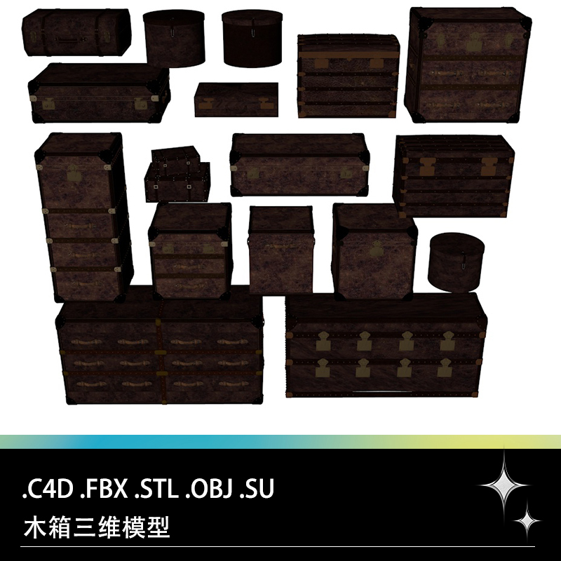 C4D Fbx Stl Obj Su Industrial Style Box Suitcase Vintage Storage Box Cabinet 3D Model Material C4D Fbx Stl Obj Su Industrial Style Box Suitcase Vintage Storage Box Cabinet 3D Model Material