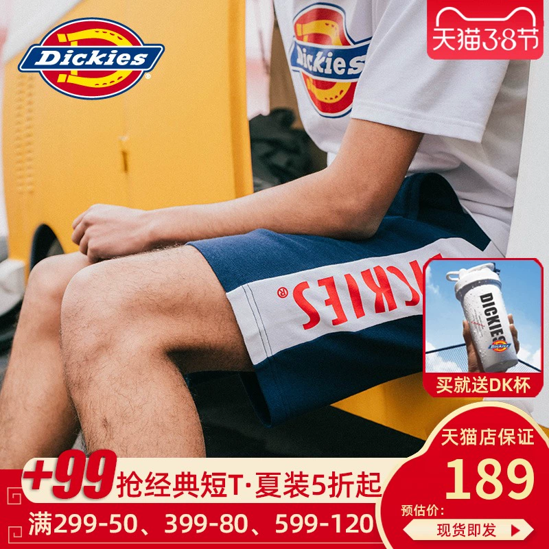 Dickies thắt lưng dây rút chữ in quần short quần nam vải yếm nam DK006477 - Quần short