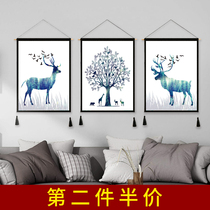 Net celebrity shaking sound background cloth ins hanging cloth famous residence living room sofa background wall Nordic style decoration triple hanging painting