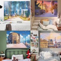 Japanese Pixel Style Street Anime Hanging Cloth Decoration Background Cloth Poster Hanging Cloth Dorm Bedroom Bedside Remodeling Tapes