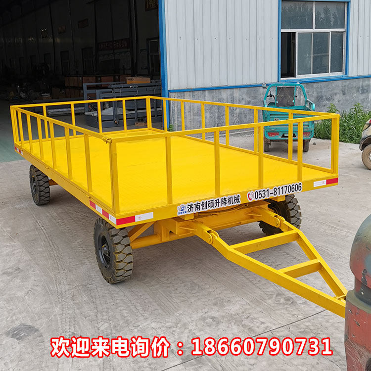 Small airport handling truck Fork traction flatbed trailer Factory logistics transfer trolley Workshop with track cart
