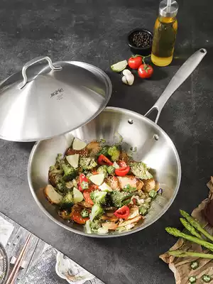 Jimei stainless steel wok 304 non-coated non-stick pan household induction cooker gas stove special thickened wok