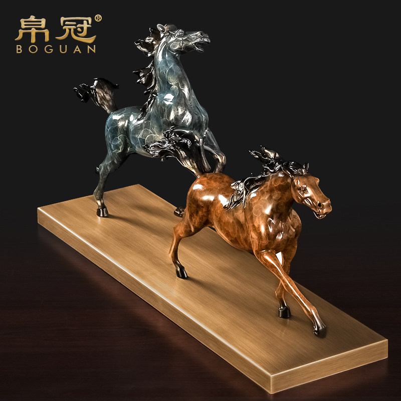 Crown Double Jun Qi exorcino Bronze Horse Artwork Xuanguan Living Room Home Swing Accessories Hotel Decent Board Room Decoration Opening Gift