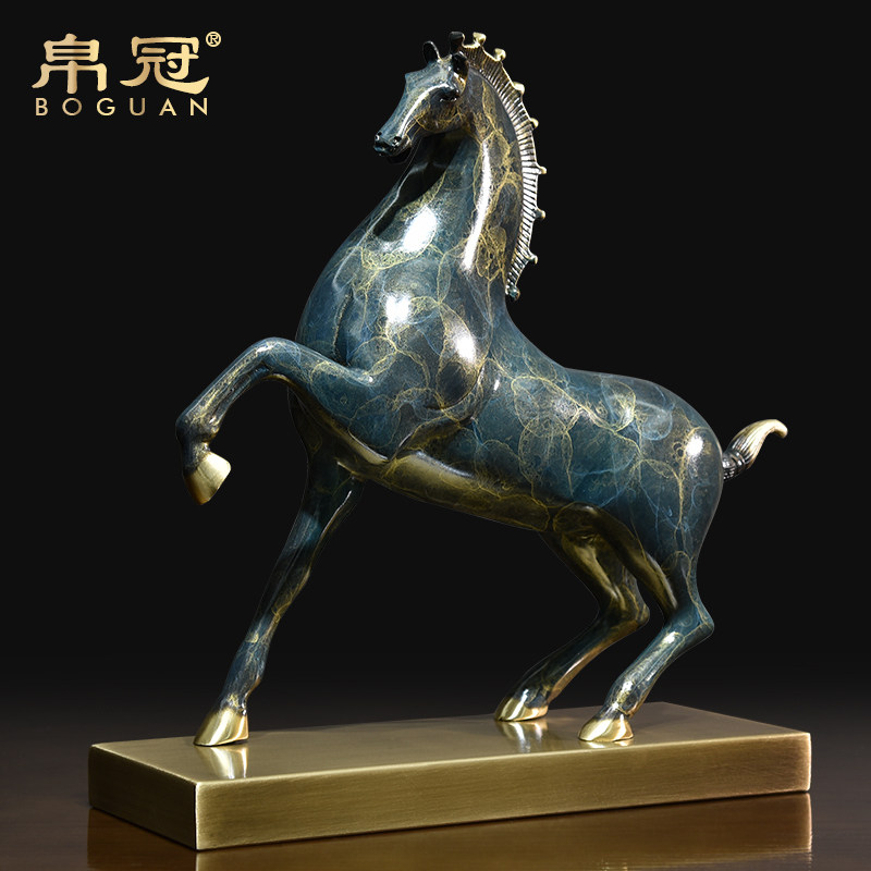 Zhaocai pure copper Tang horse crafts ornaments living room horse to success wine cabinet porch decoration office opening gifts