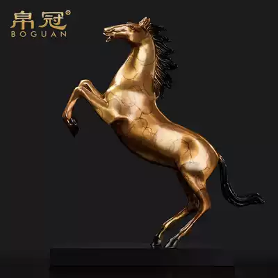 Silk Crown flying yellow Tengda bronze horse art living room office Chinese decoration decoration housewarming new home opening gift