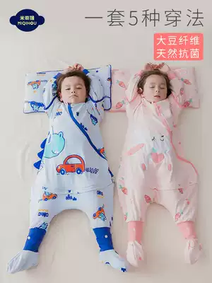 Summer baby sleeping bag spring and autumn thin baby one-piece pure cotton children's leg split anti-kick artifact four seasons universal