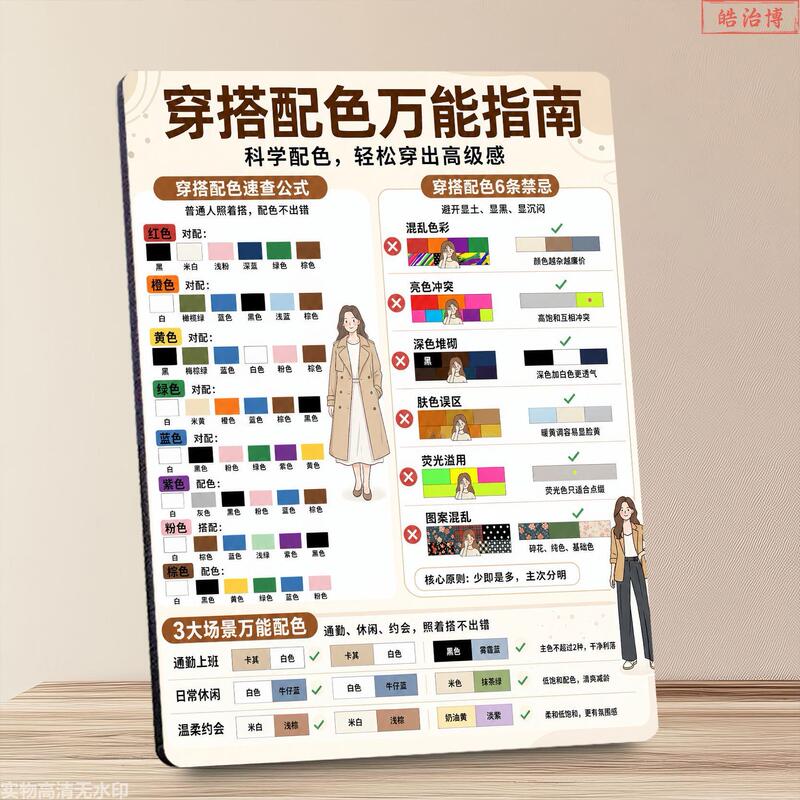 Versatile Color Matching Guide for Outfits, Clothing Store Display Frames, Aesthetic Reference for Outfit Styles, Decorative Frame Ornaments Versatile Color Matching Guide for Outfits, Clothing Store Display Frames, Aesthetic Reference for Outfit Styles, Decorative Frame Ornaments