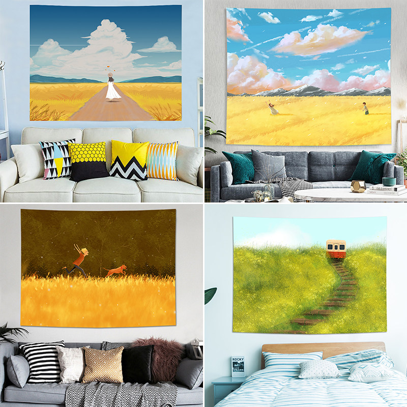 Pastoral background cloth ins hanging cloth creative large-scale hanging cloth homestay renovation sofa net red photo wall cloth tapestry