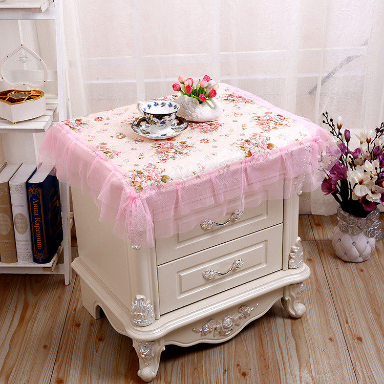 Lace embroidery Bed head cabinet cover Small tablecloth cover cloth towel square towel makeup table cloth Dust cover cover Printer cover
