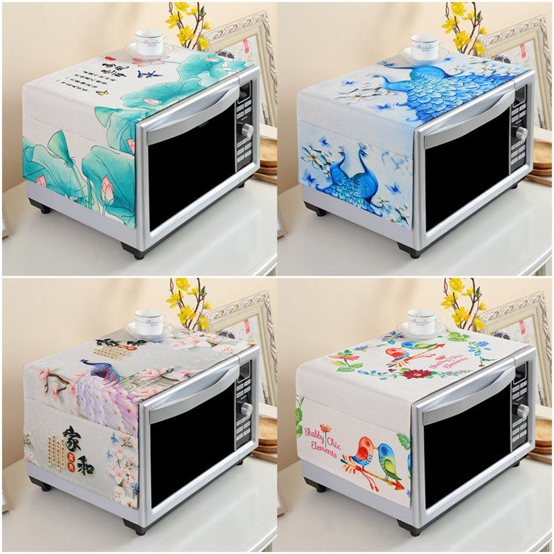Microwave dust cover cotton linen beauty Gransee oven sleeve kitchen anti-oil microwave cover cloth Home