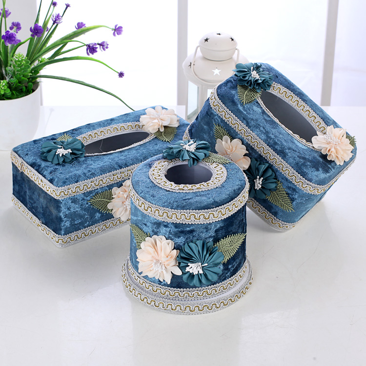 Fabric home napkin draw box simple car with draw paper box cute lace living room coffee table tissue box