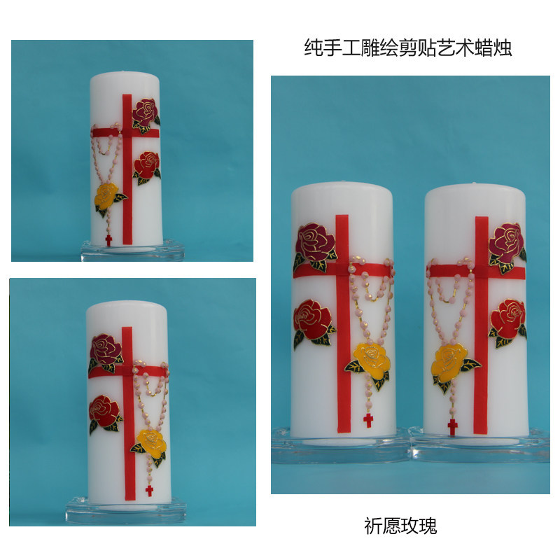 Rose Warp Candle Catholic Holy candle Catholic St. wax Church candle Mass candlestick -18cm High-single