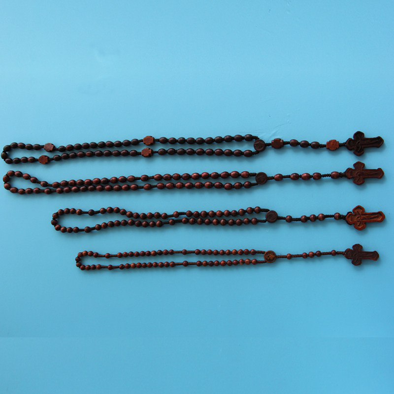 Rosary prayer supplies Vietnam imported mahogany rose sutras rosary Catholic holy objects