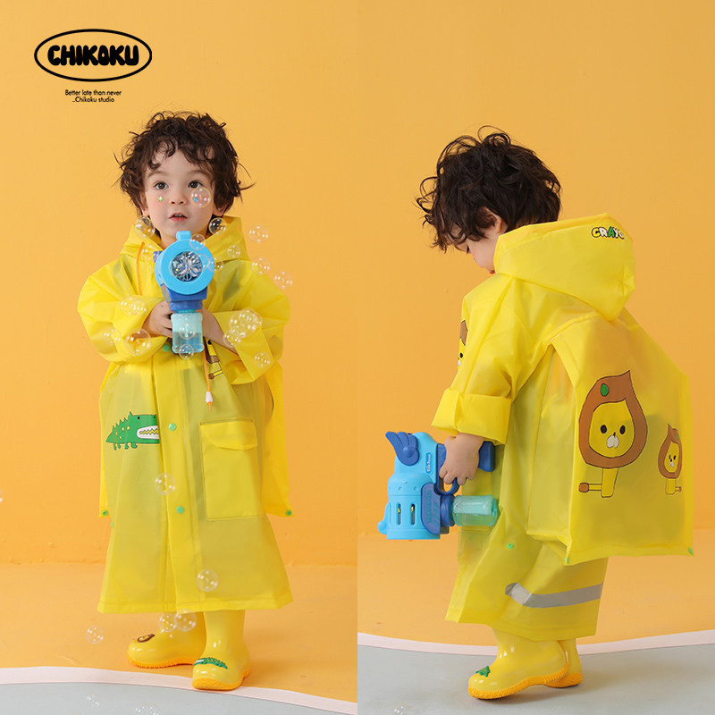 chikoku Korean children raincoat boys boys girls waterproof elementary school baby kindergarten with school bag seat poncho