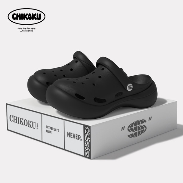 chikoku Нескользящие антибактериальные тапочки в стиле Crocs на платформе, подходят для носки на улице, мягкая подошва