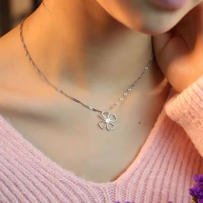项链女纯银锁骨链925吊坠银饰品