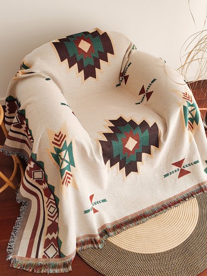 波西米亚风格美式单人沙发巾盖毯乡村复古沙发套罩椅子盖布一片式