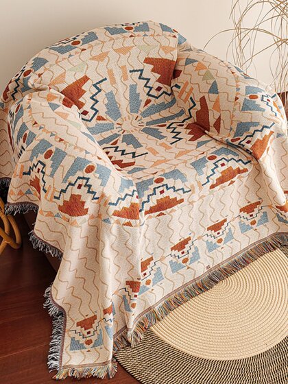 波西米亚风格美式单人沙发巾盖毯乡村复古沙发套罩椅子盖布一片式