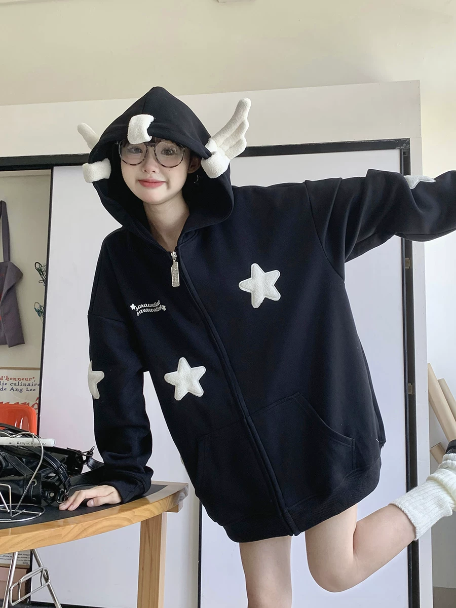 Милый толстовка с капюшоном, oversize