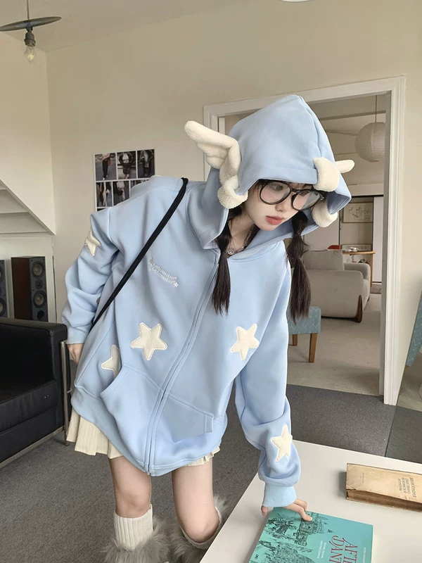 Милый толстовка с капюшоном, oversize