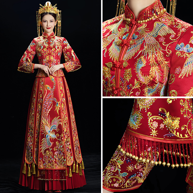 Suhe traditional wedding dress, 2021 collection, dragon and phoenix