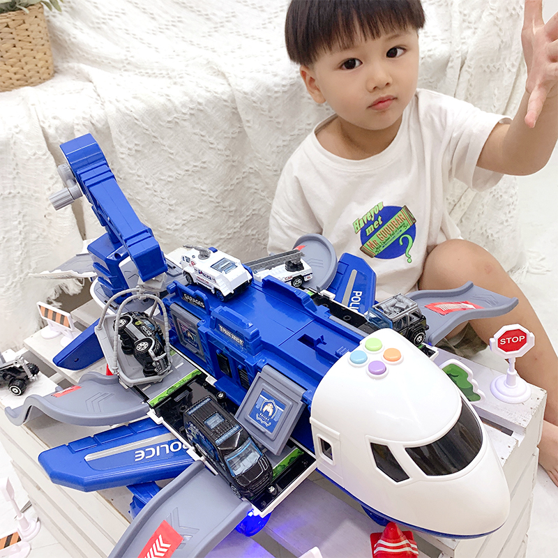 Ultra-large music containing aircraft Little boy 2-3-year-4 4 baby with anti-fall puzzle multifunction children's toy car