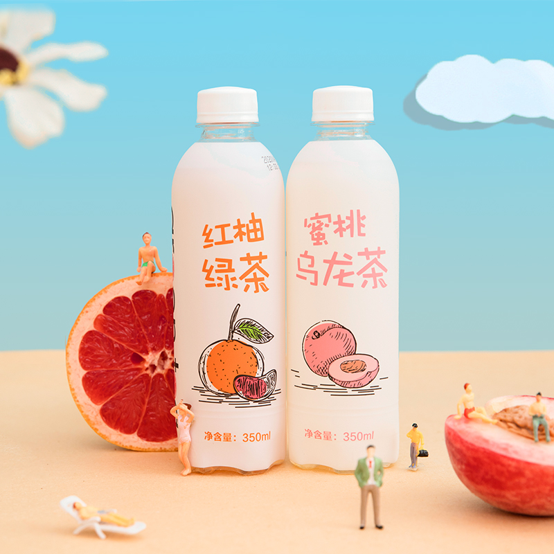 秋林 气泡蜜桃乌龙茶/红柚绿茶碳酸果汁茶饮料 350ml*12瓶整箱 天猫优惠券折后￥19.9包邮（￥22.9-3）