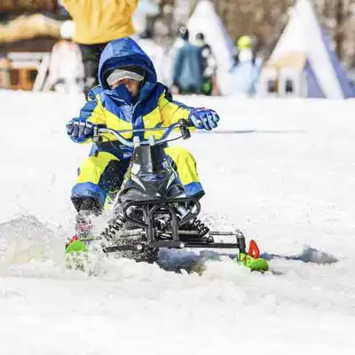 Electric ski car Children adult snowboard skis stainless steel snow plough sled board aluminum belt snowmobile