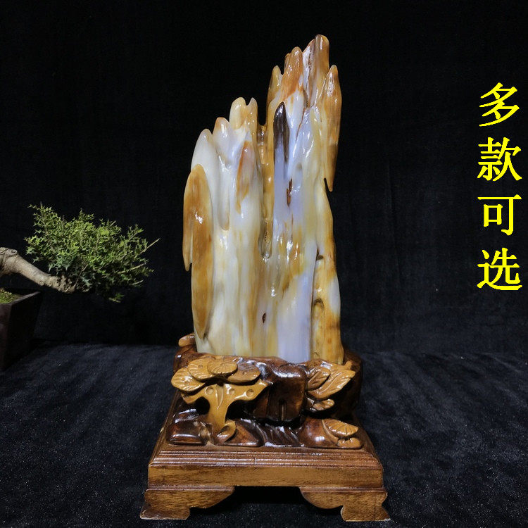 Tree-shaped jade living room pendulum pieces ice-type wood fossil silicalized wood raw stone pure natural ornamental mine odd stone multi-section optional