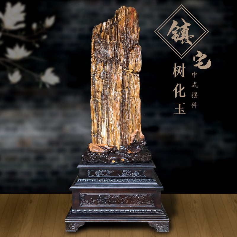 Myanmar Tree Fossilized Jade Wood Fossil Silicalized Wood Raw Stone Natural Living Room Large Swing Piece Ore Chite Stone Collection 533