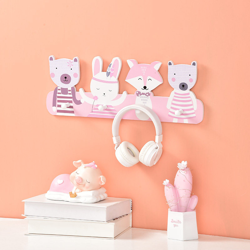 Cute Cartoon Hook Free to punch creative children's room clothes hat in doorway key on the wall Decorative Shelve