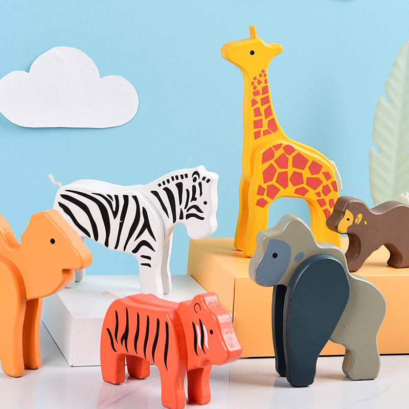 Cute home animal small ornaments wooden boys and girls children's room decorations bedroom bedside table ins decoration