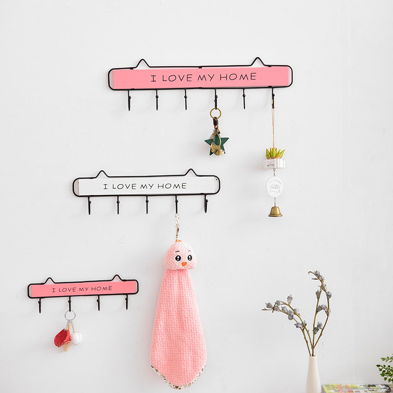 Ins decorative hook free punching creative wall hanging porch wall hanging coat hanger coat hook door hanging key storage - Taobao