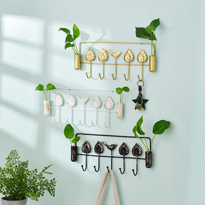 Iron Art Hook Free From Punching Creative Wall Bedroom Living Room Living-room Hanging Clothes Hat Rack In Doorway Key Genguan Wall Decoration