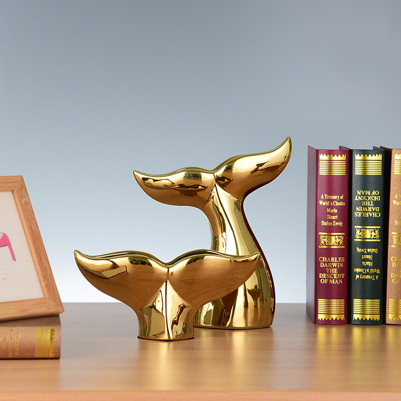 Nordic Light Lavish Whale Tail Ceramic Swing Accessories Creativity Modern Home Living Room Tricks Wine Cabinet TV Cabinet Genguan Furnishing