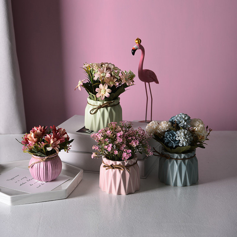 Fake flower simulation flower creative living room decoration ornaments office desktop simulation green plant home mini potted