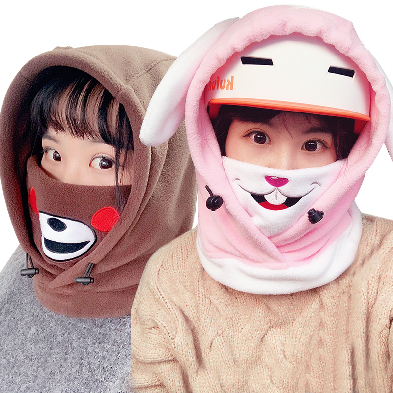 Ski safety helmet cover cap headgear mask protective face cartoon mask windproof anti-freeze veneer equipped suit female child