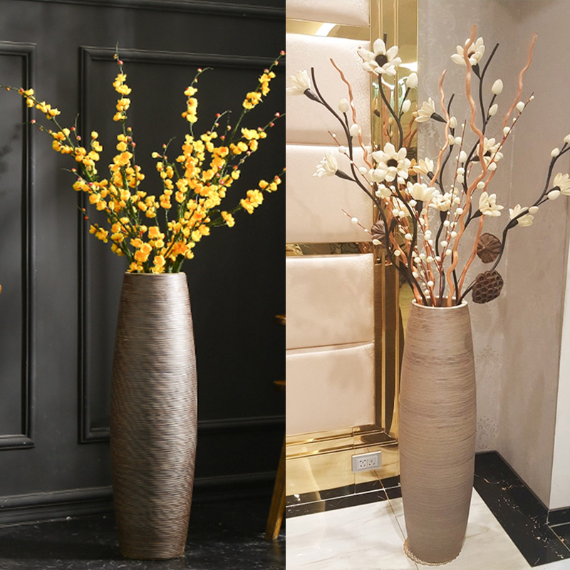 Floor-to-ceiling vase large dry flower European style light luxury ornaments living room dry flower arrangement entry hall decoration high ornament ceramic large