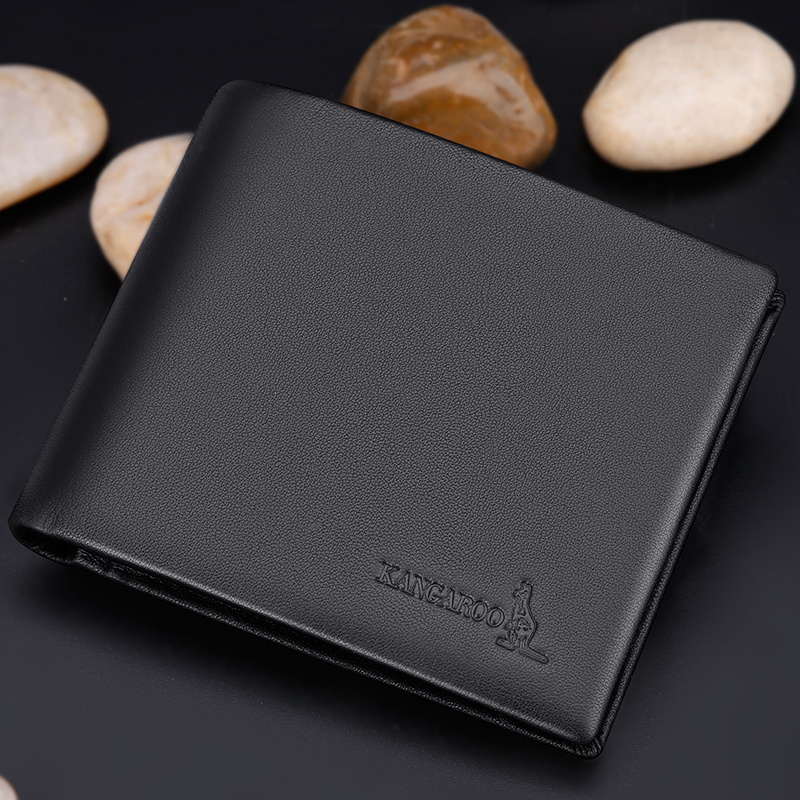 Kangaroo Wallet Men's New Leather Men's Pure Bull Leather Youth Card Bag Money Clip Driving License Clip Business Zero Wallet Man